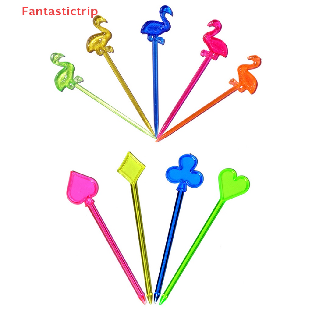 [Fantastictrip] Set 100 Nĩa Ăn Trái Cây Tráng Miệng Hình Trái Tim Động Vật Hoạt Hình Mini Mới