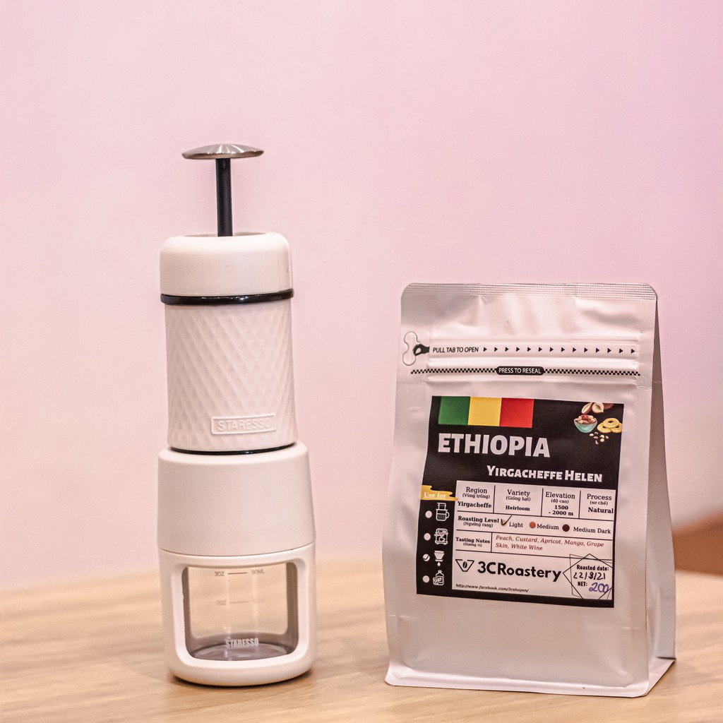 cà phê Arabica Ethiopia HELEN 3C ROASTERY nguyên chất pha espresso pha v60 cafe hạt giống Heirloom hậu ngọt - 200Gram | BigBuy360 - bigbuy360.vn