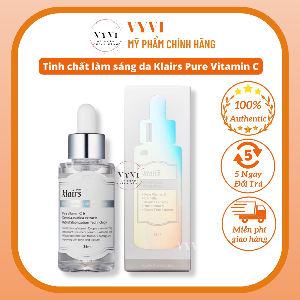 Tinh chất làm sáng da Klairs Pure Vitamin C, Serum Klair mờ thâm tái tạo da