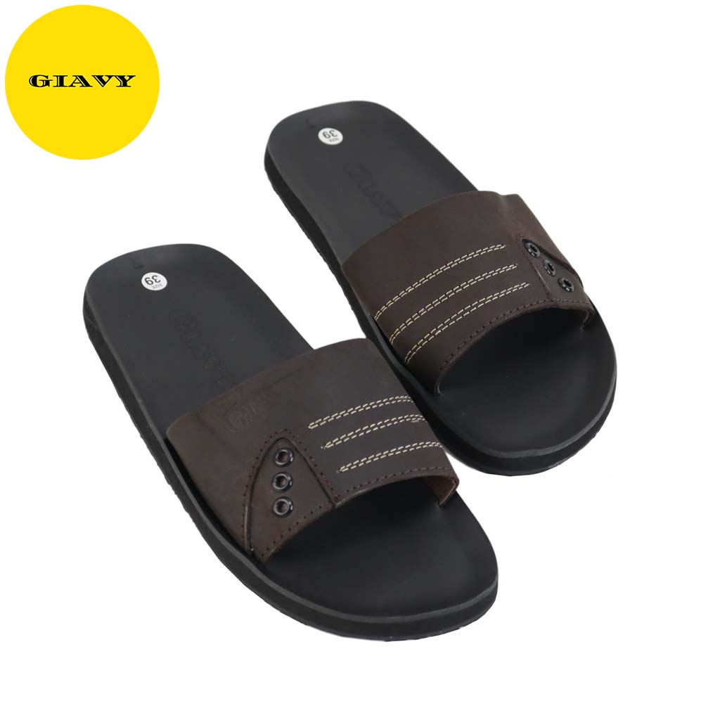 Dép da nam, dép nam quai ngang DTL450 - GIÀY GIAVY