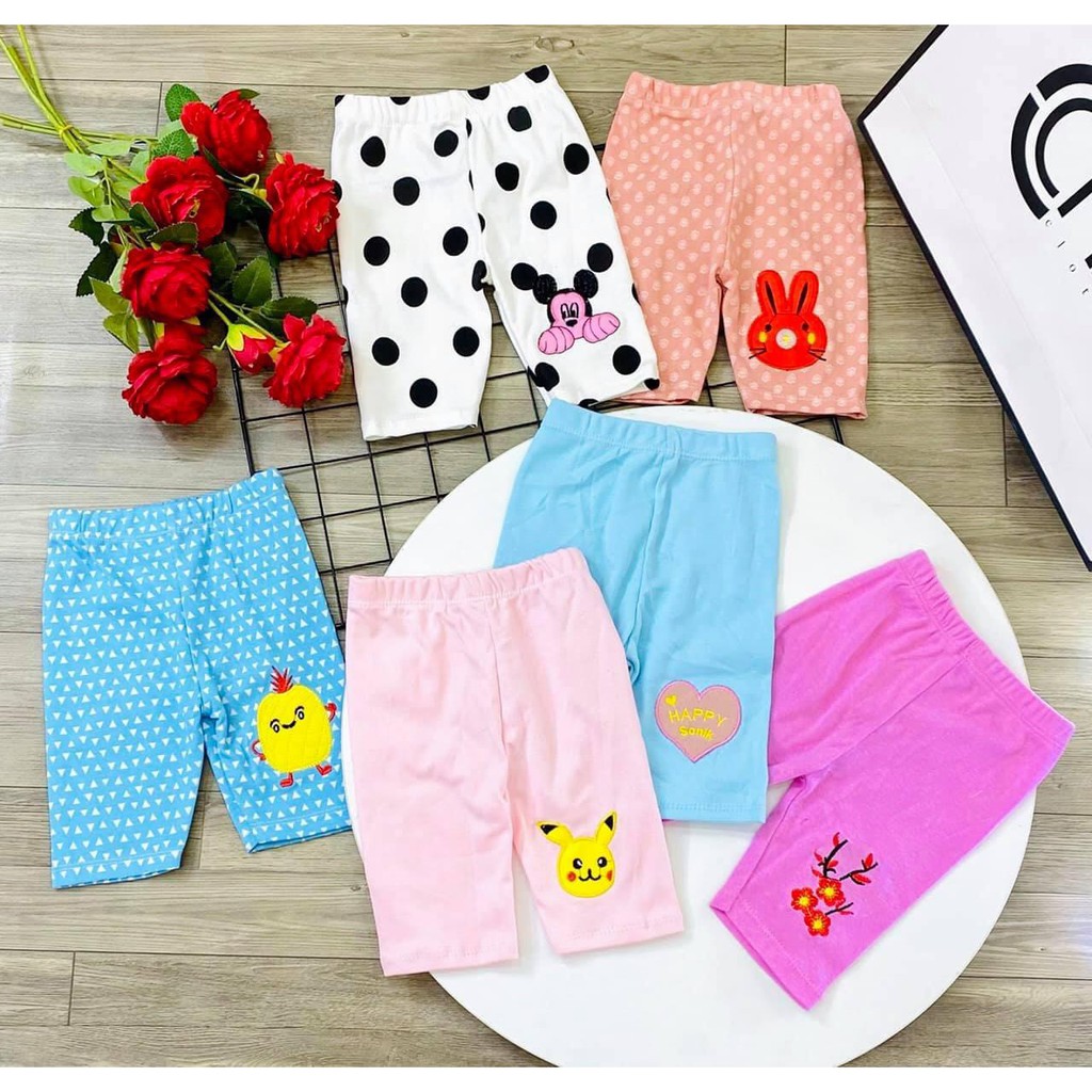 Quần Legging Lửng Thêu Nổi Siêu Đẹp Cho Bé Gái 6-17kg