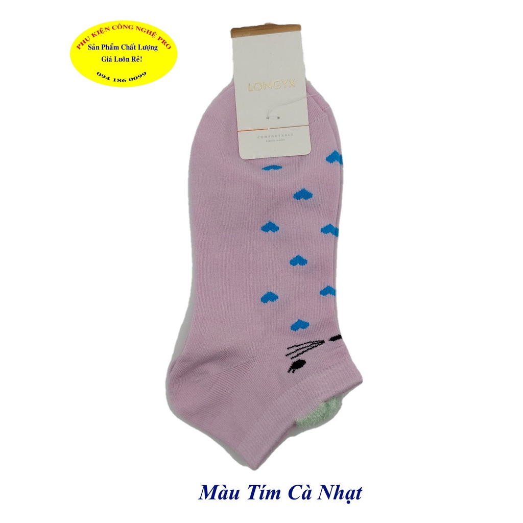 Tất Vớ nữ Kiểu cổ thấp LongYX Comfortable Fashion Classic In hình bất kỳ Chất liệu thun cotton co giãn, Bảo vệ đôi chân