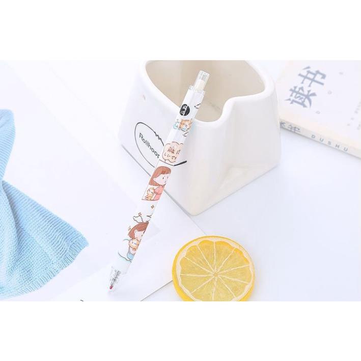 Bút Gel Bấm Hình Cô Gái Mực Đen 0,5mm Dễ Thương H165