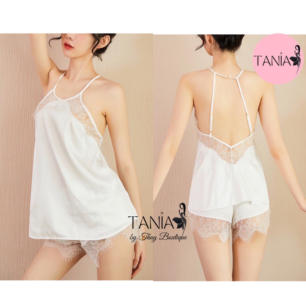 Bộ 2 Dây Đồ Ngủ Lụa Sexy Cổ Yếm Hở Lưng Gợi Cảm TANIA 5134 | BigBuy360 - bigbuy360.vn