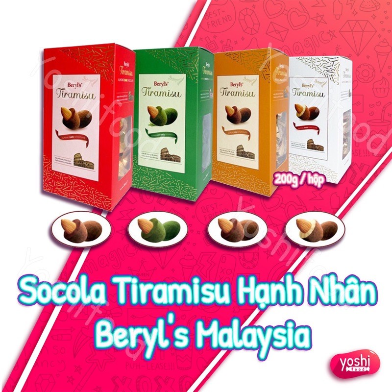 Mẫu Vỏ Mới - Socola Tiramisu Hạnh Nhân Beryl's Malaysia 200gr