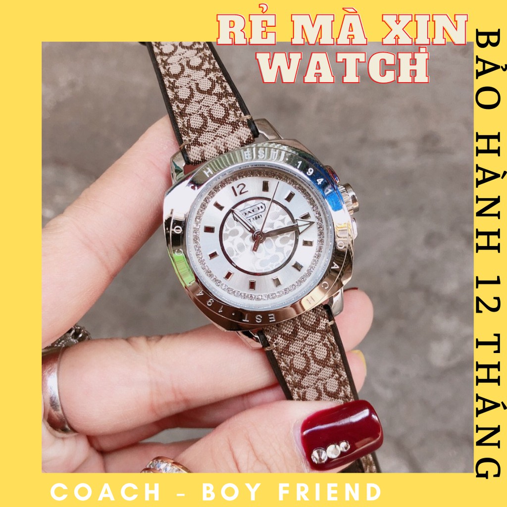 ĐỒNG HỒ NỮ COACH DÒNG BOYFRIEND DÂY DA VIỀN TRƠN SIZE 34MM