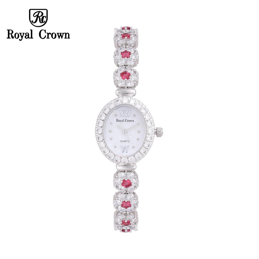 Đồng hồ nữ chính hãng Royal Crown 1516 dây đá vỏ trắng đá Ruby