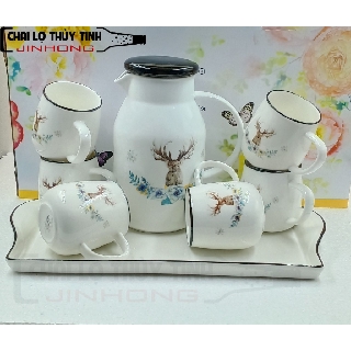 Bộ ấm chén khay gốm sứ cao cấp l8-55 ms05