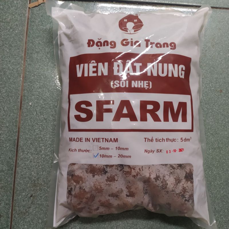 Viên đất nung Sfarm trồng lan, trồng cây, sen đá, làm hệ thống lọc.... túi 5dm( khoảng hơn 2kg)