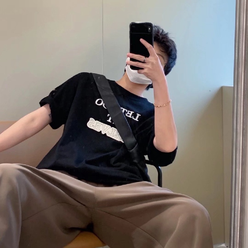 Áo Thun Tay Ngắn Dáng Rộng In Chữ Phong Cách Hip Hop Nhật Bản Thời Trang Mùa Hè Cho Nam Và Nữ