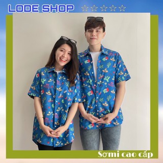 ÁO SƠ MI HỌA TIẾT TRẺ TRUNG UNISEX MẶC NHÓM, COUPLE