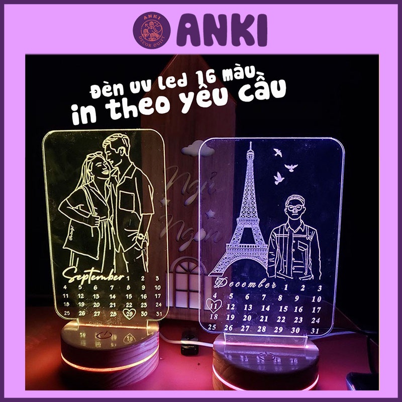 LED MICA in theo yêu cầu, đèn trang trí, đèn decor theo yêu cầu, quà tặng, quà lưu niệm, đèn led mica 16 màu