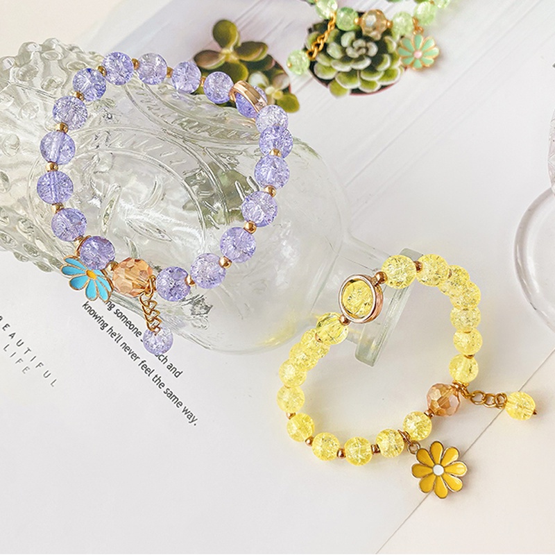 Vòng Tay Chuỗi Hạt Pha Lê Hình Hoa Thời Trang Nhật Hàn Cho Cặp Đôi