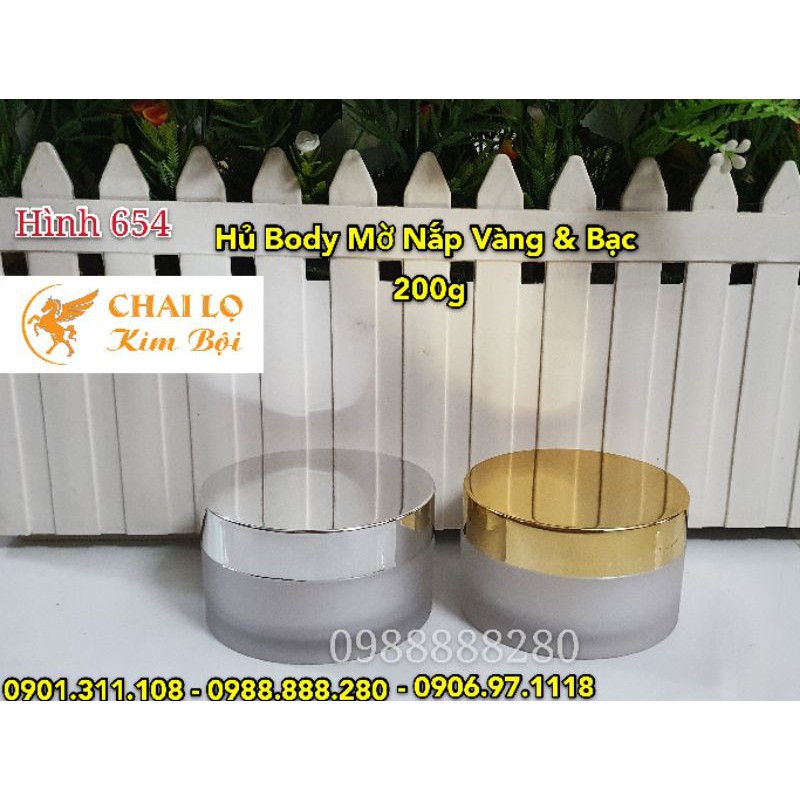 HỦ ĐỰNG KEM BODY MỜ NẮP VÀNG & BẠC 200g