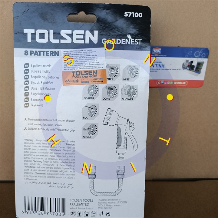 Vòi phun nước rửa xe, tưới cây 8 tia Tolsen 57100