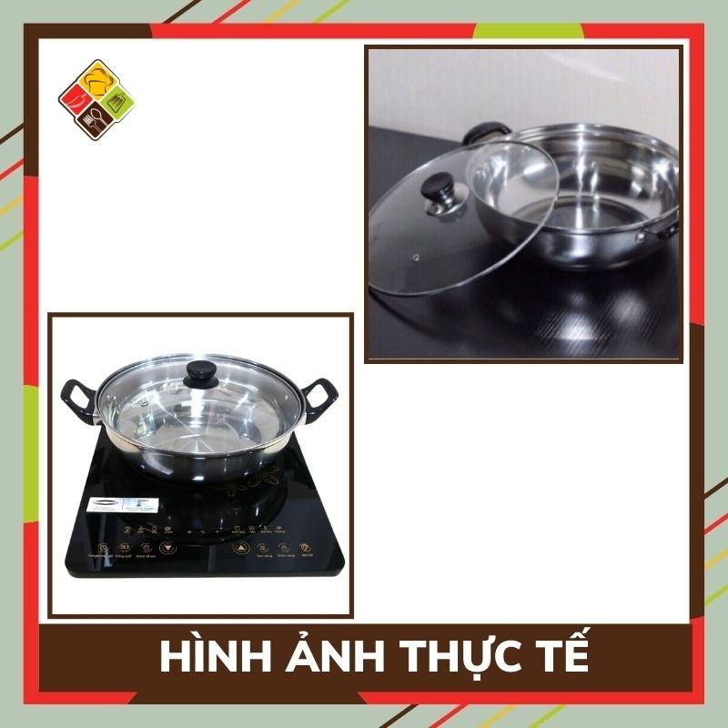 Nồi lẩu inox vung kính BEHOMEMALL Nồi nấu lẩu Nồi lẩu inox - Nấu được Bếp Từ Làm Nóng Cực Nhanh [TẶNG BỘ MUÔI MÚC]