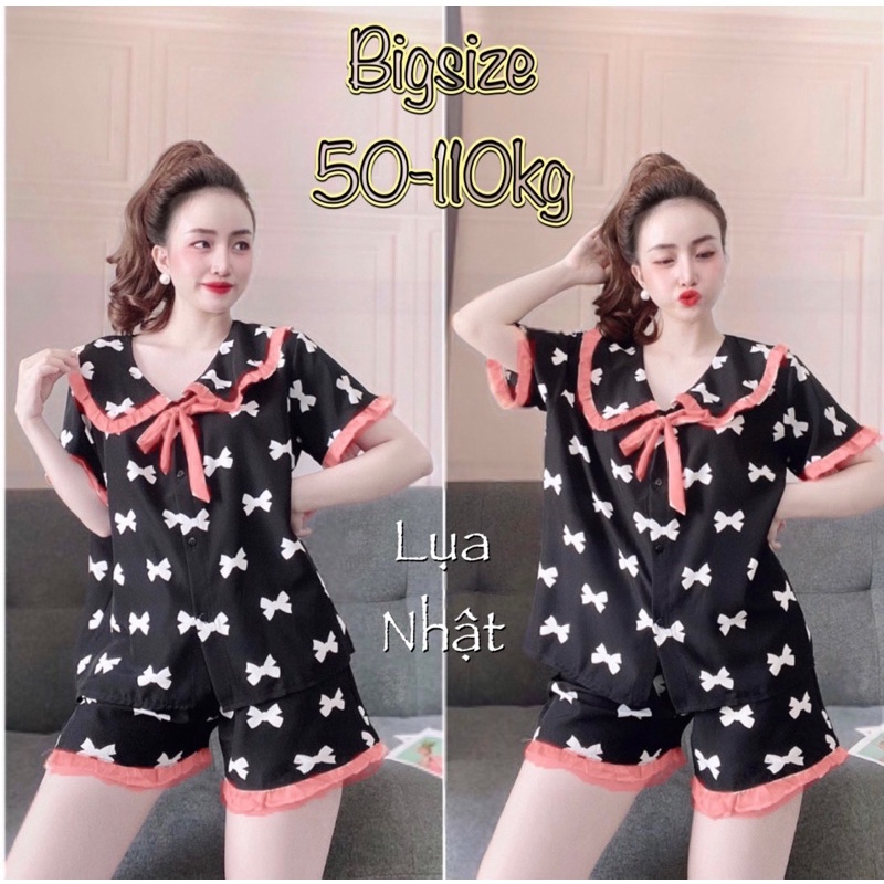 (50-100kg) Đồ bộ Lụa Nhật Tiểu thư form to, chất mát, hoạ tiết xinh, siêu kute