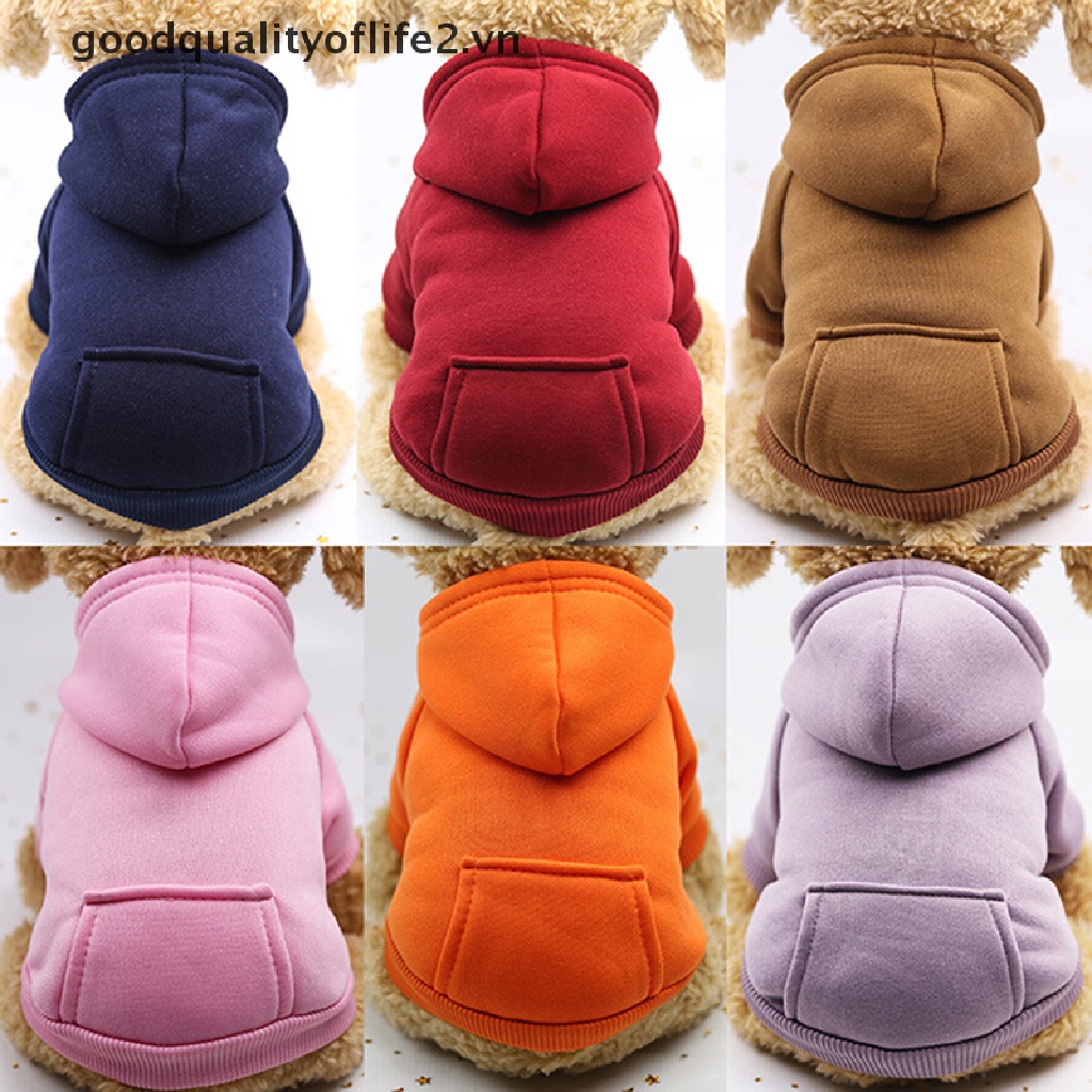 & Goodqualityoflife & Áo Hoodie Lông Cừu Mềm Mại Màu Trơn Giữ Ấm Cho Cún Cưng ~