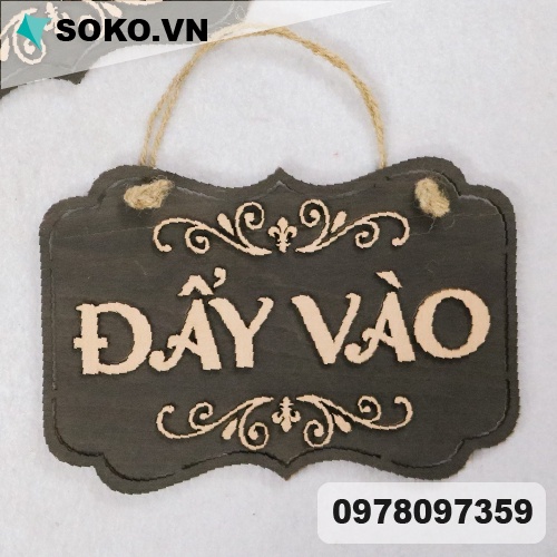 Bảng treo 2 mặt ĐẨY VÀO + KÉO RA chữ nhật ngang cách điệu 23x25 cm BB- SOKO -KEODAY-04