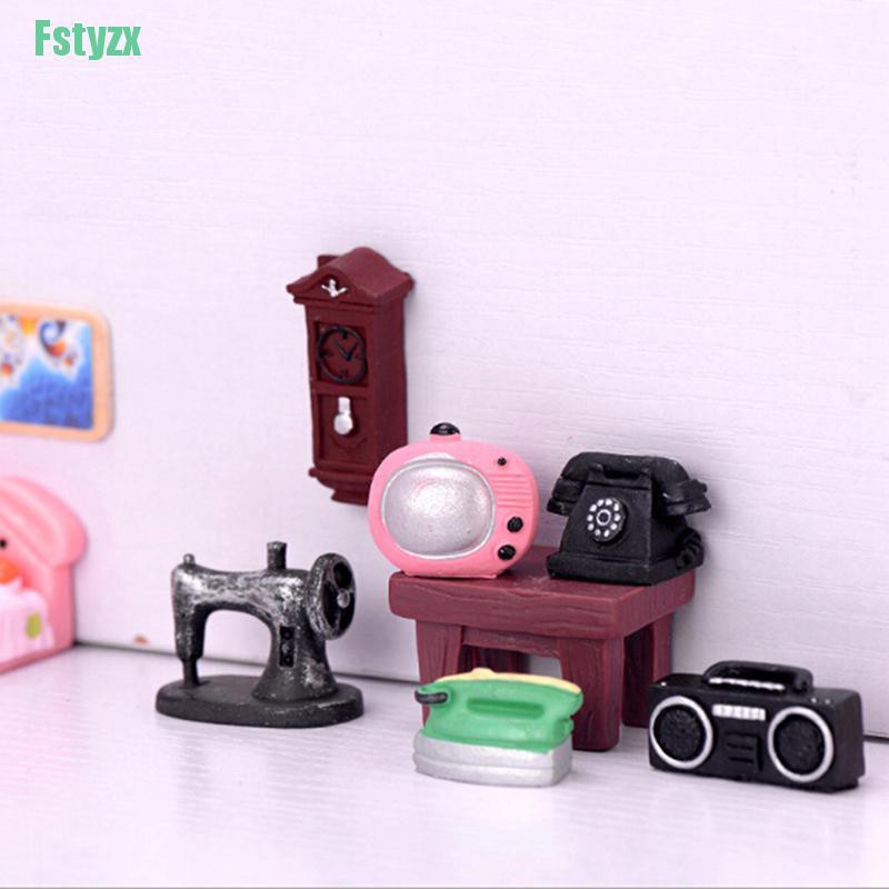 fstyzx Doll house miniature furniture and miniature appliances living room home decor