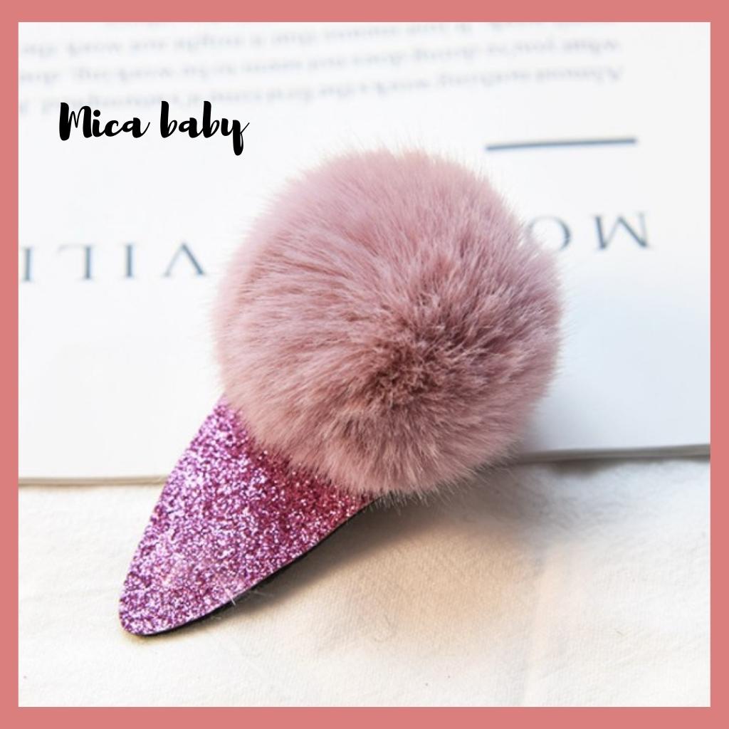 Kẹp tóc nhũ đính bông xinh xắn đáng yêu cho bé Mica baby