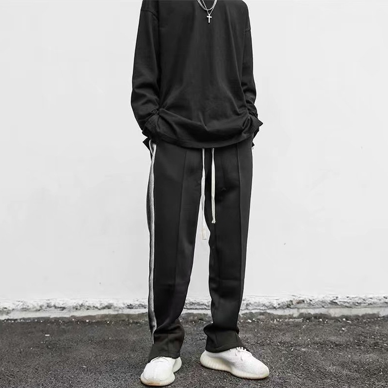 Quần Dài Nam Nữ Unisex Mùa Hè Ống Suông Dáng Rộng Phối Hai Sọc Kẻ Loang Xẻ Gấu Thời Trang Zenkonu QUAN NAM 1000113