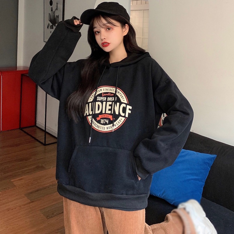 Áo hoodie dài tay in chữ phong cách Hàn Quốc trẻ trung dành cho nữ