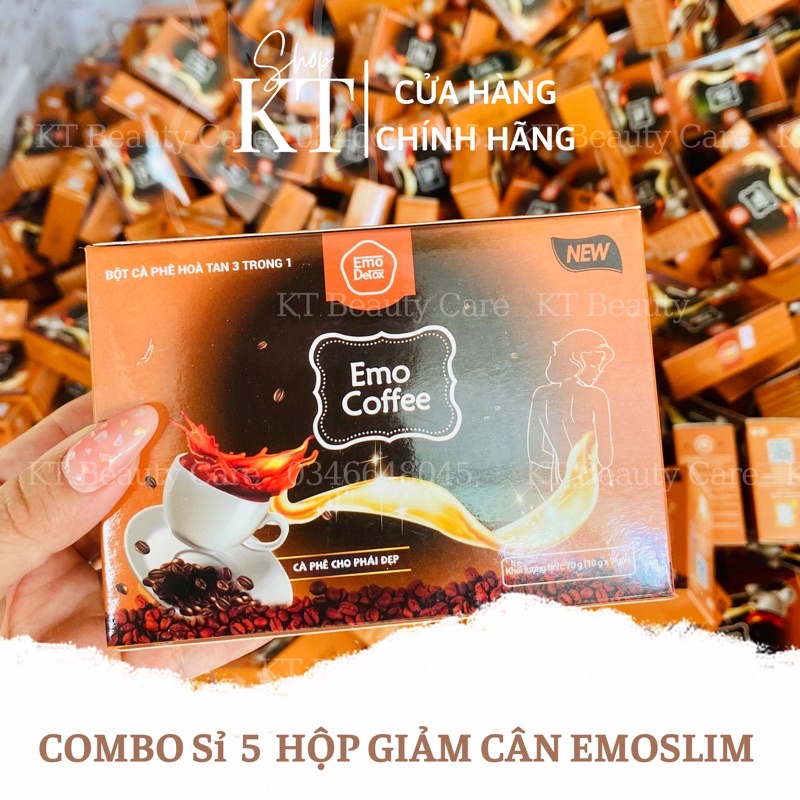 COMBO Sỉ 5 Cà Phê Sữa Giảm Cân Emoslim/ Giảm Cấp tốc 2-5kg sau 7 ngày không cần ăn kiêng