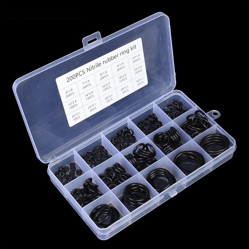 Set 200 vòng đệm cao su tròn Jss cho ống nước xe hơi, ron, gioăng cao su 15 kích thước