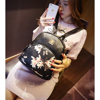 Balo Hàn Quốc hoa 2 màu đen, trắng