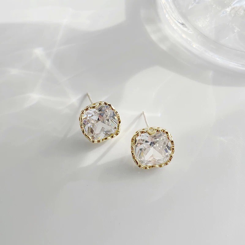 Khuyên tai dáng vuông mạ bạc 925 cá tính thời trang dành cho nữ