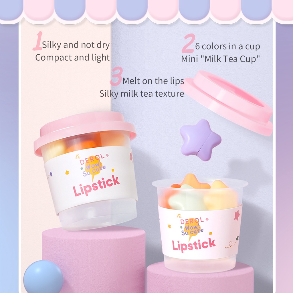 Set 6 son môi Derol Mini màu sắc ngọt ngào lâu trôi chống thấm nước | BigBuy360 - bigbuy360.vn