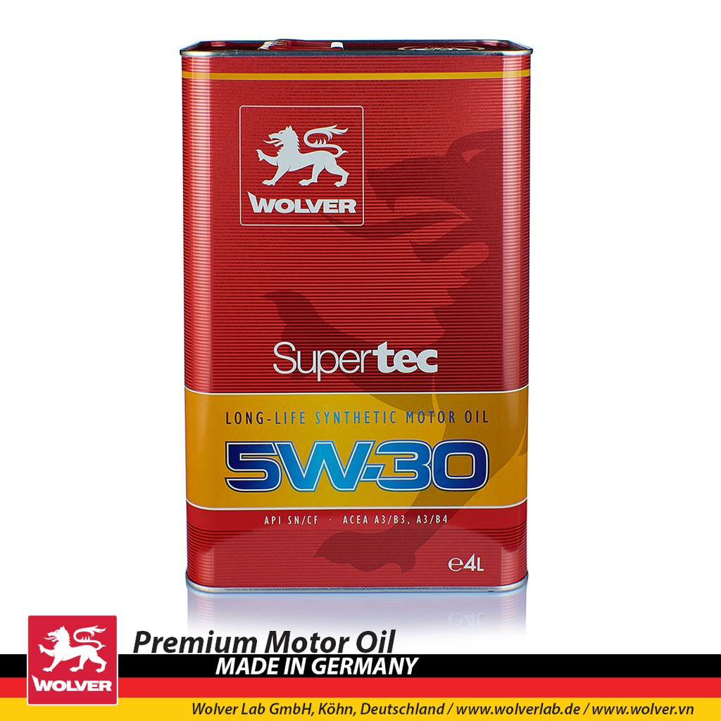 Nhớt tổng hợp 100% siêu cao cấp Ô tô Wolver SuperTec 5W30 4L SN/CF