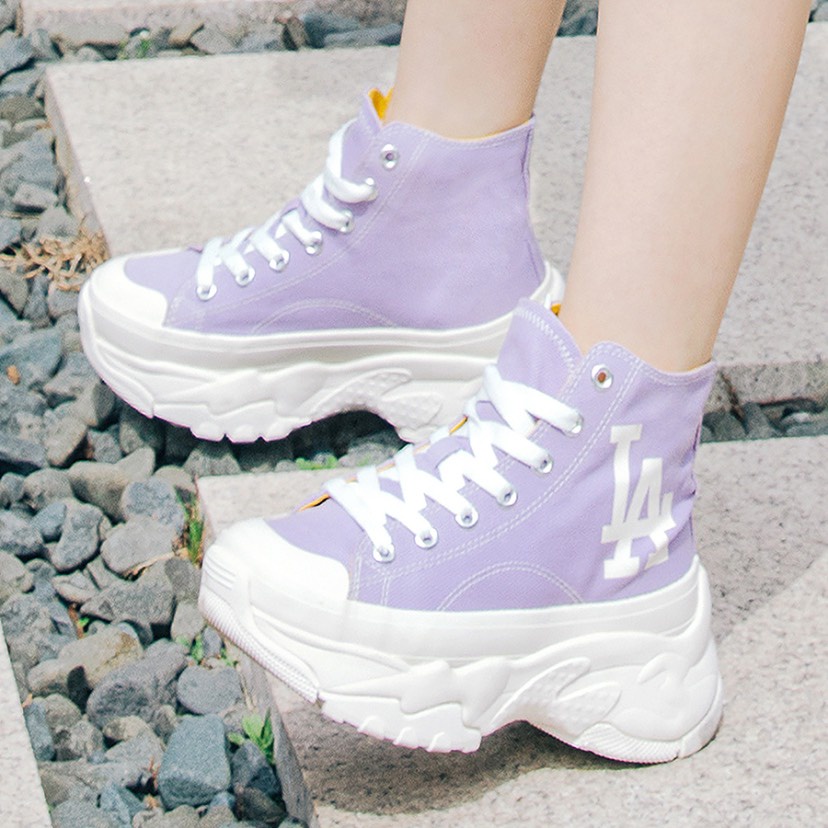 [CHÍNH HÃNG] Giày thể thao Sneaker M.L.B Chunky Canvas cổ cao logo LA Dodger màu Tím - CODE: 32SHU1111-07V
