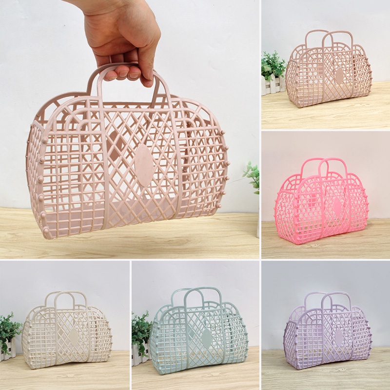 Giỏ Đựng Trái Cây/ Rau Củ Bằng Nhựa Mềm Có Thể Gấp Gọn Và Tái Sử Dụng Tiện Lợi Cho Nhà Tắm/Đi Biển