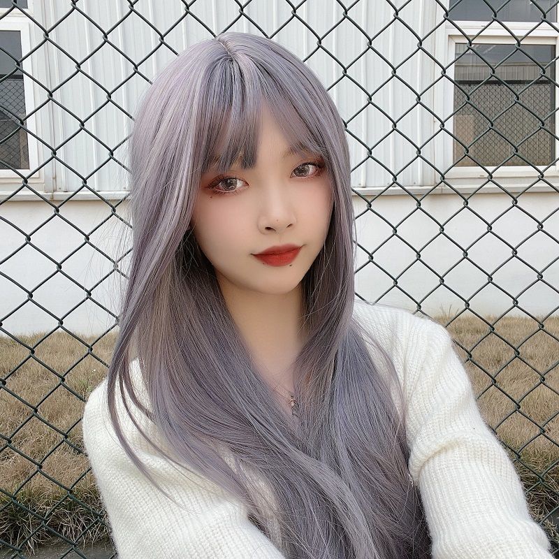 Bộ Tóc Giả Dài Thẳng Màu Đen Kèm Mũ Đội Cho Nữ