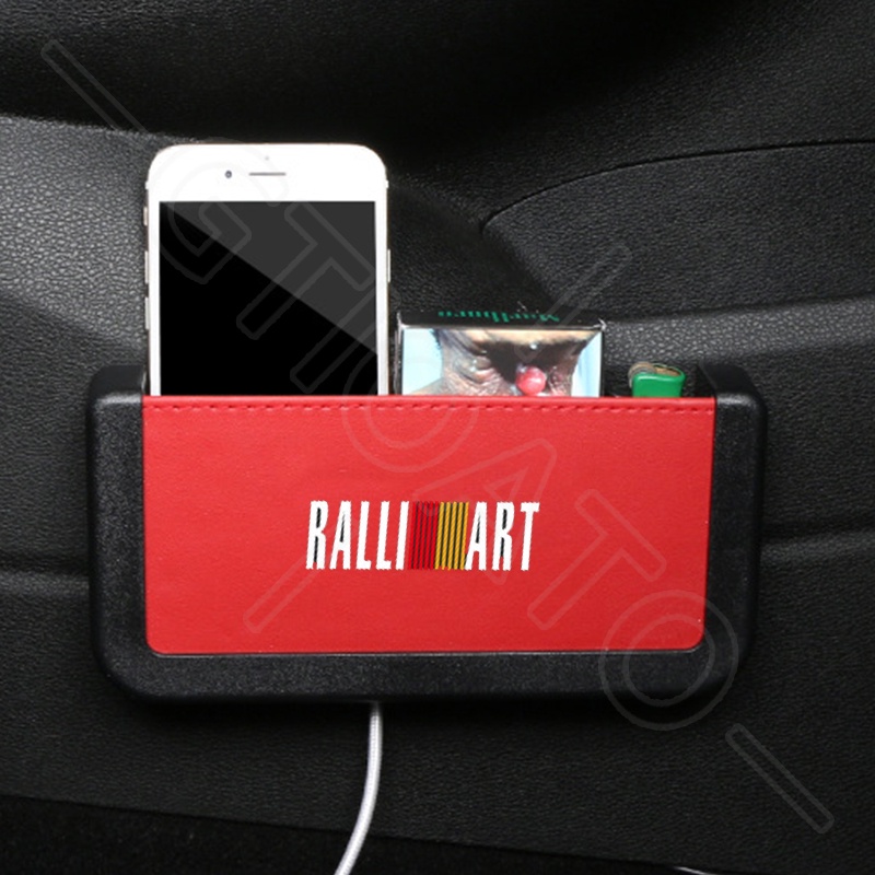 GTIOATO Cho RALLIART Hộp Đựng Điện Thoại Trên Oto Khay ĐựNg Đồ Ô Tô Hộp Đựng Điện Thoại Trên Xe Túi Đựng Điện Thoại Trên Ô Tô HộP ĐựNg Đồ TrêN Ô Tô Phụ Kiện Xe Hơi Cho Mitsubishi L300 L200 Xpander Cross Outlander Attrage Xpander Lancer