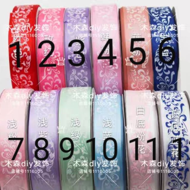 5m ruy băng lụa in họa tiết size 2.5cm
