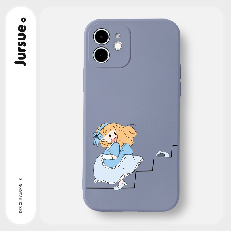 Ốp lưng JURSUE hoạt hình cặp đôi dễ thương đẹp cho iPhone 13 12 11 Pro Max SE 2020 X XR XS 8 7 ip 6S 6 Plus kute Y1819