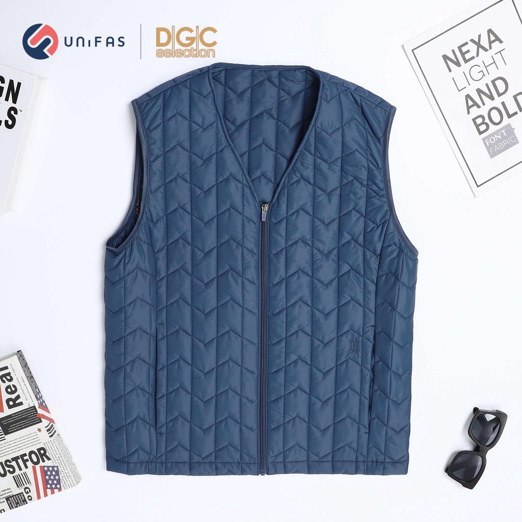 Áo phao gile nam cao cấp siêu nhẹ cổ chéo chần bông máy lập trình DGCs - WAJKBA09M