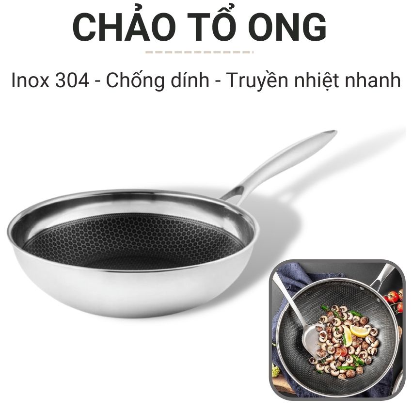 Chảo chống dính vân tổ ong đa năng lòng sâu size 32cm truyền nhiệt nhanh vệ sinh dễ dàng phù hợp mọi loại bếp Angola
