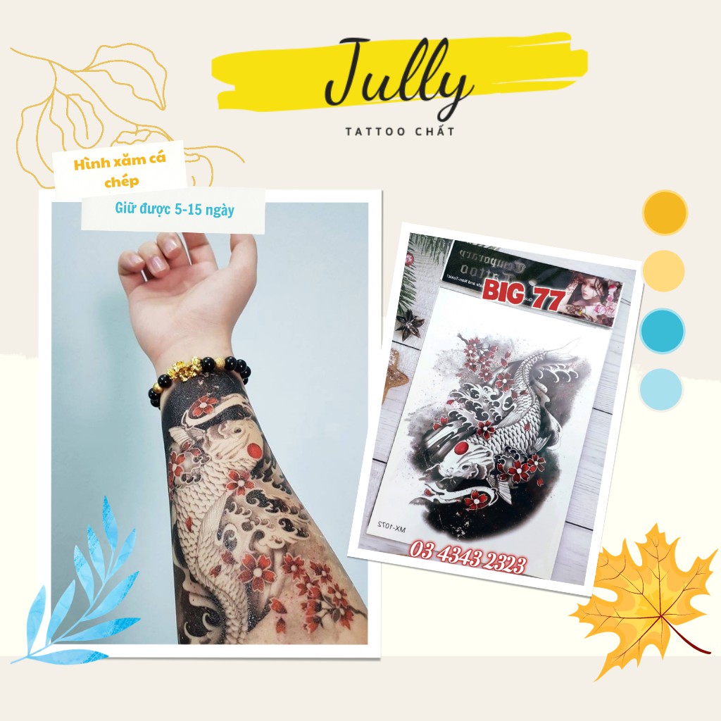 Hình xăm 15 ngày JULLY Tattoo chất, xăm dán ngực hình hoa hồng nổi bật cá tính, kích thước 10x6cm