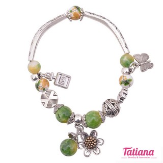 Vòng tay charm đính hoa cúc da- Tatiana - ev2208 (đen)