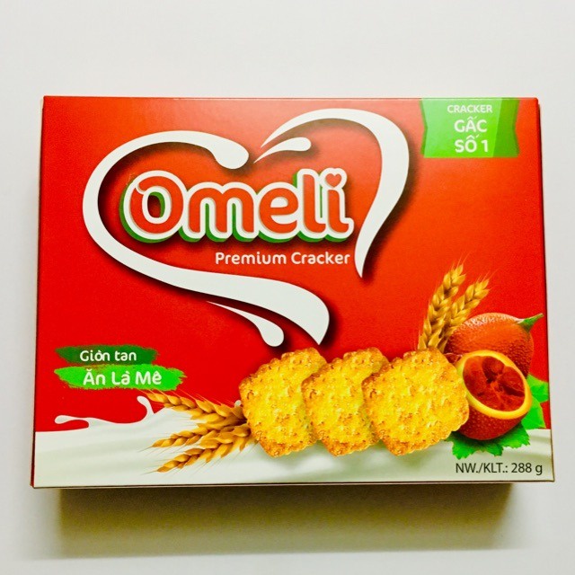 Bánh Omeli Cracker Gấc - Hộp Giấy 400g (Có Túi Xách)