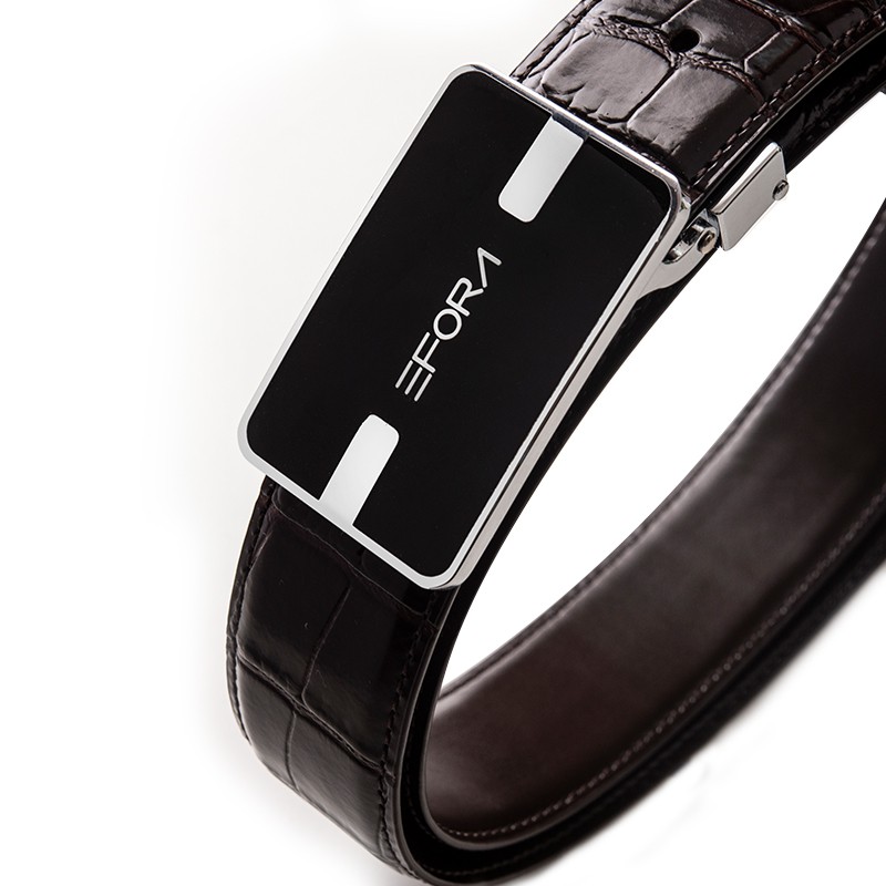 Thắt lưng nam da thật, mặt đặc, khóa cài tự động, màu nâu Efora Leather Belt EF011-BL
