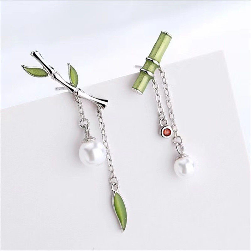 Bông tai bạc trang trí đốt tre không cân xứng đẹp mắt 25