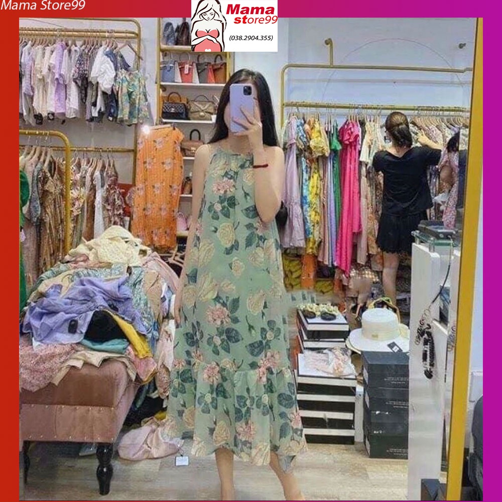 Váy Bầu Hai Dây Mùa Hè Vải Lụa Tơ Hai Lớp Thời Trang Dạo Phố Đi Biển Mặc Ở Nhà HN0158 Mama Store99