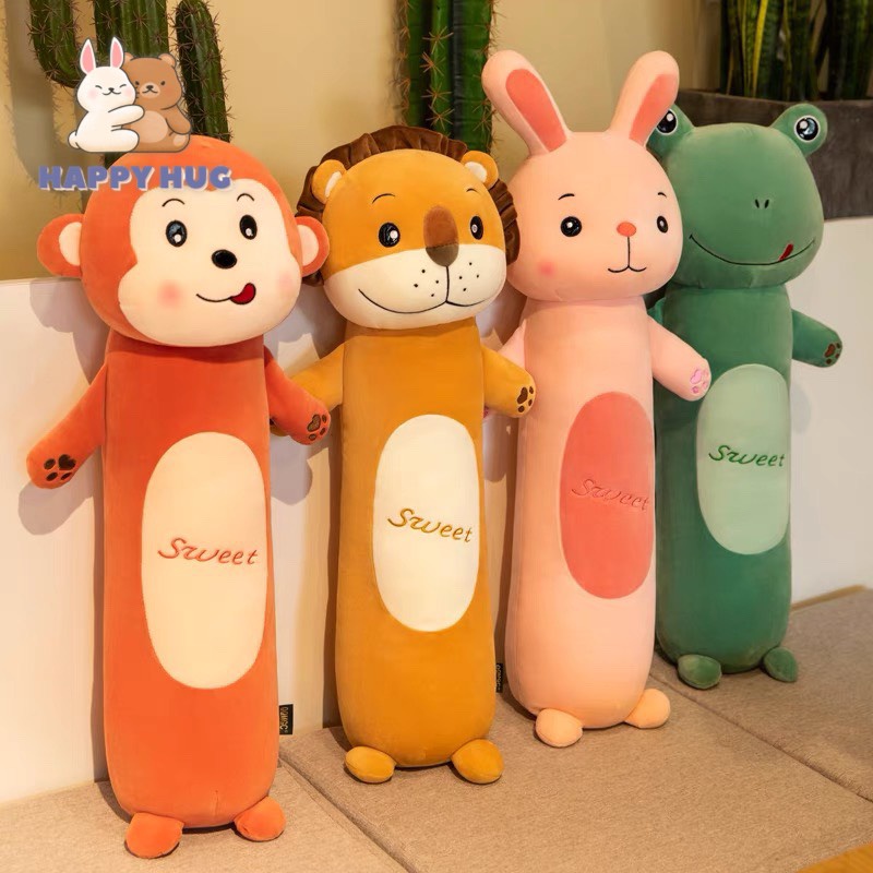 Gối ôm gấu bông cute size 60 cm cho bé, hình động vật dễ thương chất mềm mịn cao cấp - Happy Hug