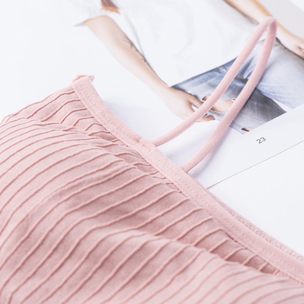 Áo Lót Cotton Có Đệm Ngực / Lưng Phong Cách Hàn Quốc Nhiều Màu Sắc