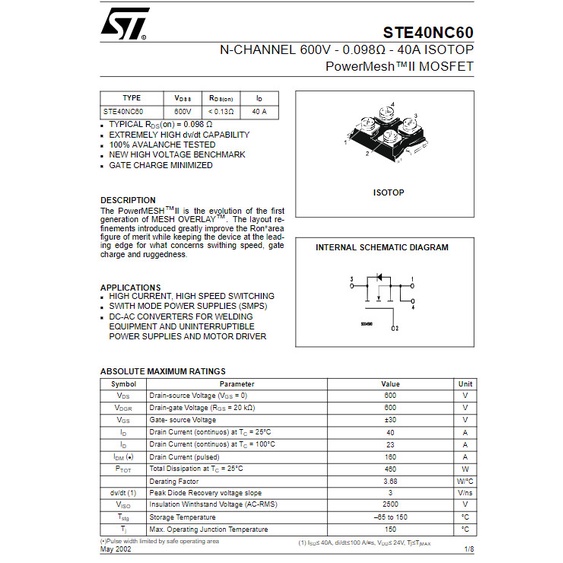 STE40NC60 Mosfet Tháo Máy - Linh Kiện Điện Tử